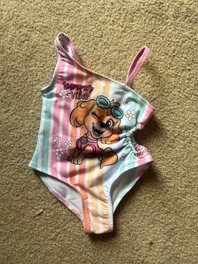 Paw Patrol Skye Rainbow Striped Swimsuit with fun details